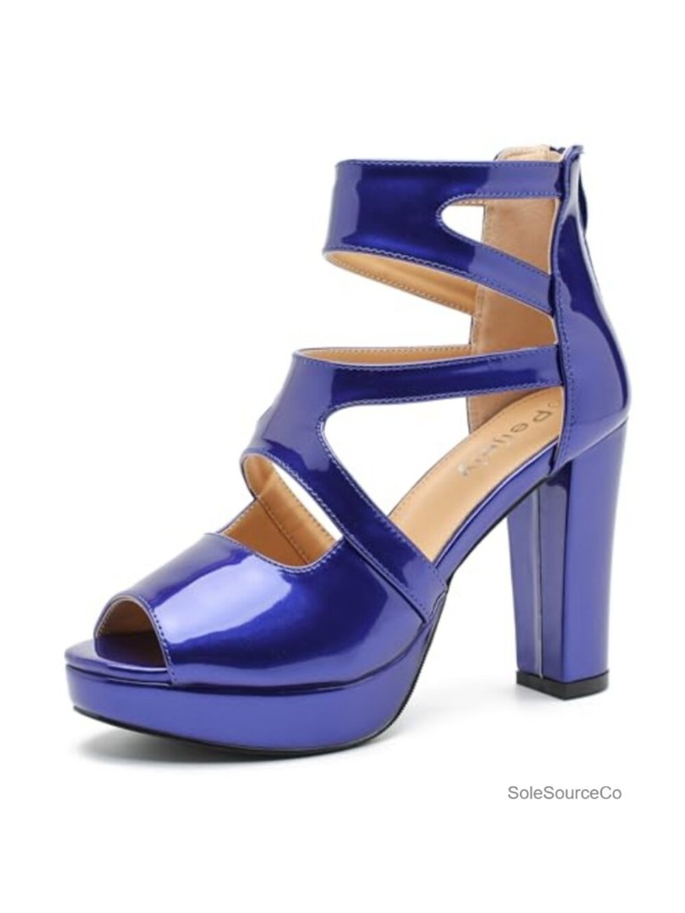 Platform Heeled Sandals Cutout Strappy Peep Toe Chunky Heel Dress Shoes